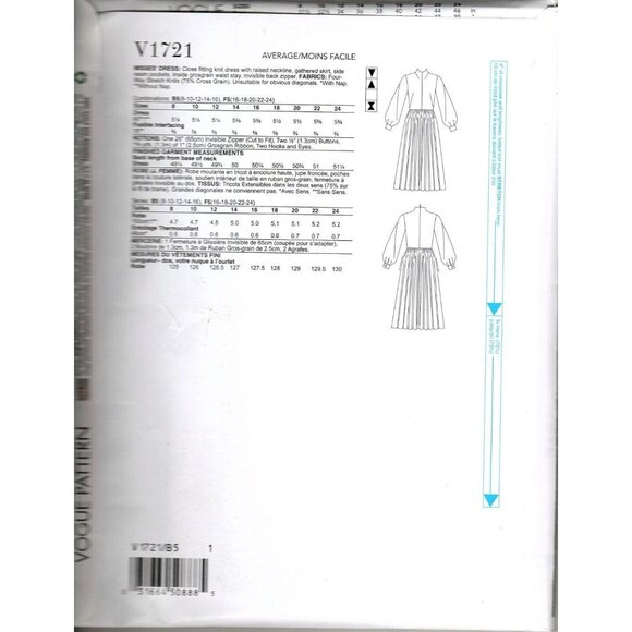 Vogue V1721 Misses 8 to 16 Designer Guy Laroche Knit Dress UNCUT Sewing Pattern - Picture 2 of 2